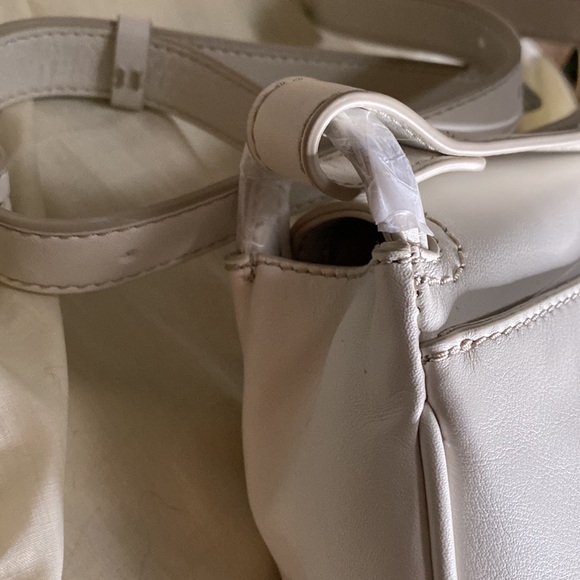 Fossil White Leather GiGi  Studded Flap Closure Adjustable Angora Crossbody Bag - Picture 9 of 16